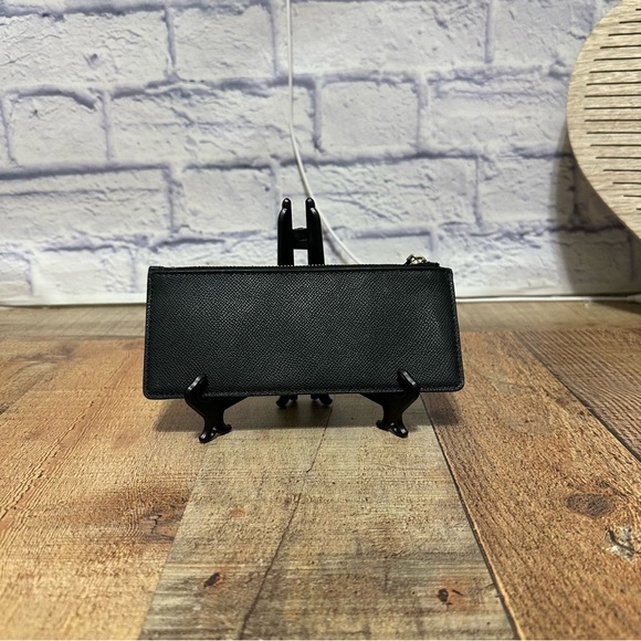 COACH - SLIM Long BLACK Leather Zip CLUTCH pouch wallet - Picture 4 of 5